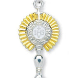 Monstrance Necklace with Goldtone Inlay, Sterling Silver with Chain - Sterling Silver