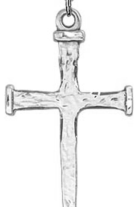 Large Nail Cross Pendant, Sterling Silver