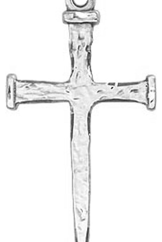 Large Nail Cross Pendant, Sterling Silver - No Chain