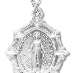Women's Octagon Shape Miraculous Necklace, Sterling Silver with Chain Options - 18&quot; 1.8mm Sterling Silver Chain + Clasp