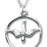 Women's Sterling Silver Open Circle Descending Dove Necklace with Chain Options - 18&quot; 1.8mm Sterling Silver Chain + Clasp