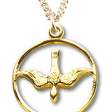 Women's 14kt Gold Over Sterling Silver Cut Out Open Circle Dove Necklace + 18 Inch Gold Plated Chain &amp; Clasp - Gold-tone