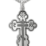 Women or Teen Orthodox Cross Necklace, Sterling Silver Medal with Chain - 20&quot; 2.2mm Stainless Steel Chain with Clasp