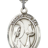 Our Lady Star of the Sea Medal, Sterling Silver, Large