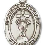 Our Lady of All Nations Medal, Sterling Silver, Large - No Chain