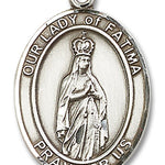 Our Lady of Fatima Medal, Sterling Silver, Large - No Chain