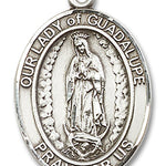 Our Lady of Guadalupe Medal, Sterling Silver, Large - No Chain