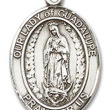 Our Lady of Guadalupe Medal, Sterling Silver, Large - No Chain