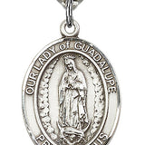 Our Lady of Guadalupe Medal, Sterling Silver, Large