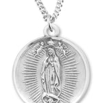 Women's Our Lady of Guadalupe Necklace, Sterling Silver with Chain Options - 18&quot; 1.8mm Sterling Silver Chain + Clasp