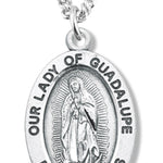 Women's Our Lady of Guadalupe Necklace, Sterling Silver with Chain Options - 18&quot; 1.8mm Sterling Silver Chain + Clasp