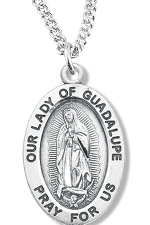 Women's Our Lady of Guadalupe Necklace, Sterling Silver with Chain Options