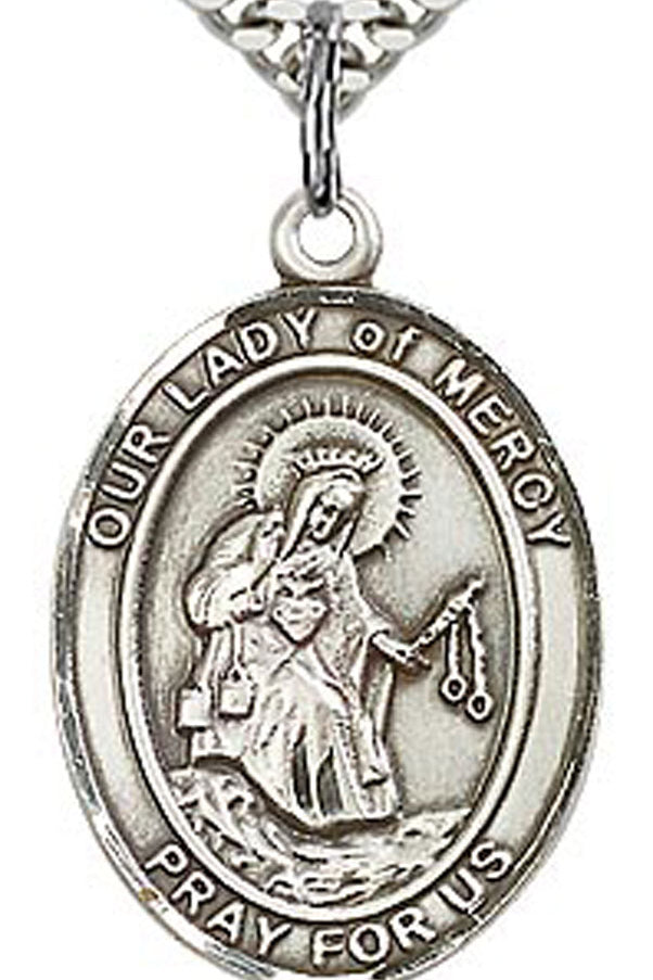 Our Lady of Mercy Medal, Sterling Silver, Large
