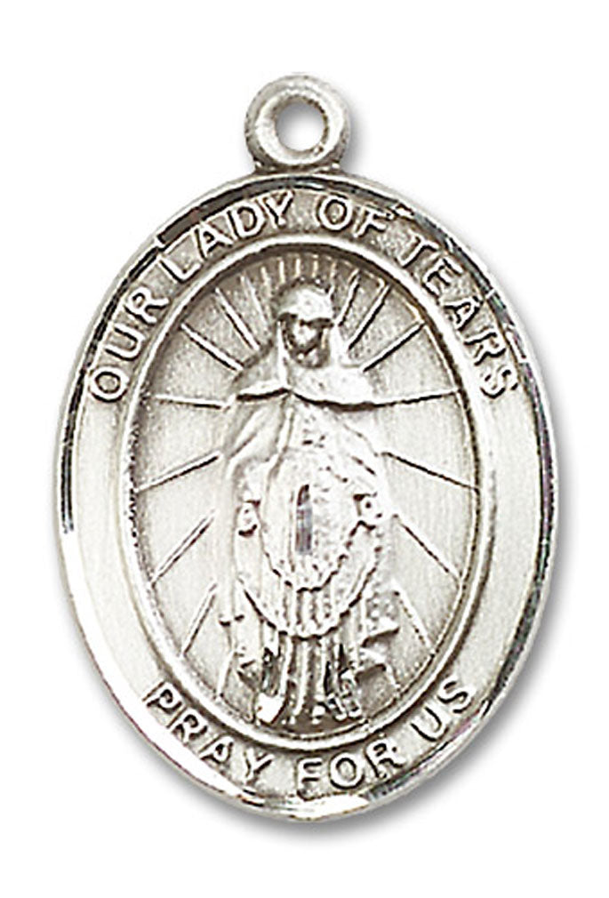 Our Lady of Tears Medal, Sterling Silver, Large - No Chain