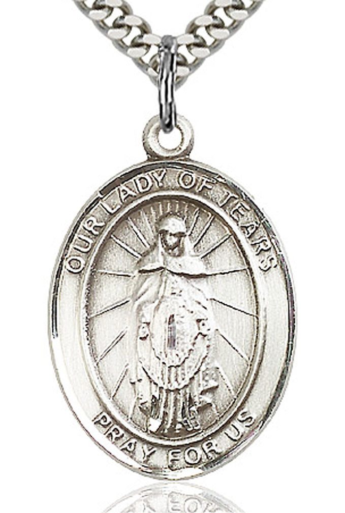 Our Lady of Tears Medal, Sterling Silver, Large