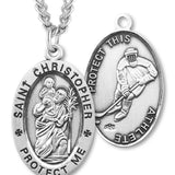 Oval Men's St. Christopher Ice Hockey Necklace With Chain