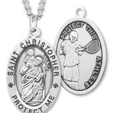 Oval Men's St. Christopher Tennis Necklace With Chain