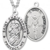 Oval Boy's St. Christopher Track Necklace With Chain