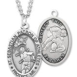 Oval Men's St. Sebastian Wrestling Necklace With Chain