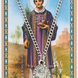 Oval St. Stephen Medal and Prayer Card Set - Silver-tone