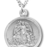 Women's Sterling Silver Small Round Guardian Angel w/ Child Necklace with Chain Options