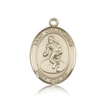 St. Christopher Wrestling Medal, 14 Karat Gold, Large - 14 KT Yellow Gold