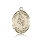 St. Christopher Wrestling Medal, 14 Karat Gold, Large - 14 KT Yellow Gold