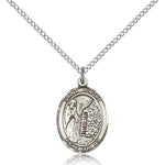 St. Fiacre Medal, Sterling Silver, Medium - 18&quot; 1.2mm Sterling Silver Chain + Clasp