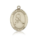 St. Sebastian Ice Hockey Medal, 14 Karat Gold, Large - 14 KT Yellow Gold