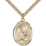 Mater Dolorosa Medal, Gold Filled, Large - 24&quot; 2.4mm Gold Plated Chain + Clasp