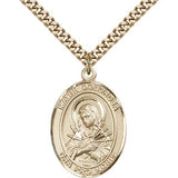 Mater Dolorosa Medal, Gold Filled, Large - 24&quot; 2.4mm Gold Plated Chain + Clasp