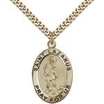 St. Lazarus Medal, Gold Filled - 24&quot; 2.4mm Gold Plated Endless Chain