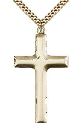 Cross Pendant, Gold Filled - 24&quot; 2.4mm Gold Plated Endless Chain