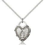 Miraculous Heart Medal, Sterling Silver - 18&quot; 1.2mm Sterling Silver Chain + Clasp