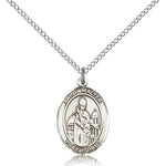 St. Walter of Pontnoise Medal, Sterling Silver, Medium - 18&quot; 1.2mm Sterling Silver Chain + Clasp
