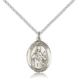 St. Walter of Pontnoise Medal, Sterling Silver, Medium - 18&quot; 1.2mm Sterling Silver Chain + Clasp