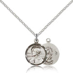 Scapular Medal, Sterling Silver - 18&quot; 1.2mm Sterling Silver Chain + Clasp