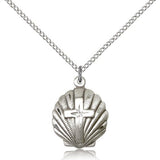 Cross Pendant, Sterling Silver - 18&quot; 1.2mm Sterling Silver Chain + Clasp
