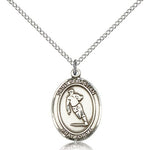 St. Sebastian Rugby Medal, Sterling Silver, Medium - 18&quot; 1.2mm Sterling Silver Chain + Clasp