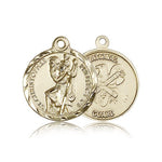 St. Christopher National Guard Medal, 14 Karat Gold - 14 KT Yellow Gold