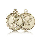 St. Christopher National Guard Medal, 14 Karat Gold - 14 KT Yellow Gold
