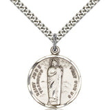 St. Jude Medal, Sterling Silver - 24&quot; 2.4mm Rhodium Plate Endless Chain