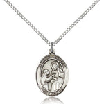 St. John of God Medal, Sterling Silver, Medium - 18&quot; 1.2mm Sterling Silver Chain + Clasp