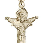 Trinity Crucifix Pendant, Gold Filled - 24&quot; 2.4mm Gold Plated Endless Chain