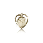 Heart Cross Pendant, 14 Karat Gold - 14 KT Yellow Gold