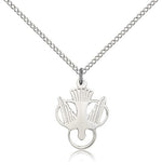 Holy Spirit Medal, Sterling Silver - 18&quot; 1.2mm Sterling Silver Chain + Clasp