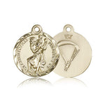 St. Christopher Paratrooper Medal, 14 Karat Gold - 14 KT Yellow Gold