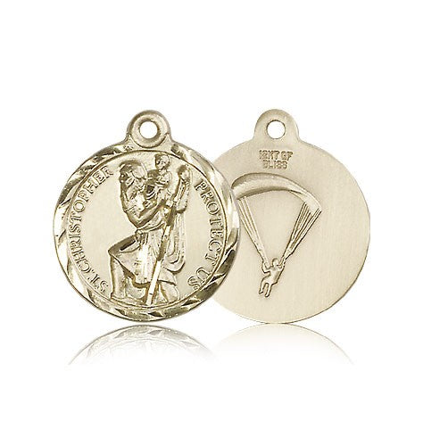 St. Christopher Paratrooper Medal, 14 Karat Gold - 14 KT Yellow Gold