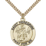 St. Peregrine Medal, Gold Filled - 24&quot; 2.4mm Gold Plated Endless Chain