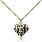 Heart of Jesus Cross Pendant, Gold Filled - Gold-tone
